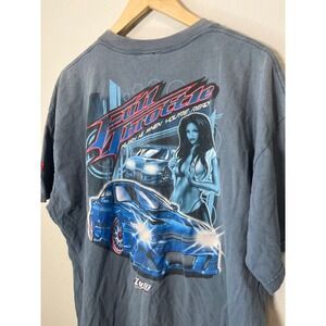 Vintage ODM Zum Speed Full Throttle Racing Graphic T-Shirt Mens XL Blue Gray Y2K